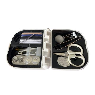 China Quality Guaranteed Professional Cross Design Traveler PP+PET Pearl Needle Scissors Tweezers Stitch Sewing Kit for sale