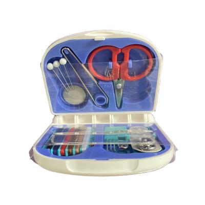 China PP+PET Sample Spare Household Plastic Box Scissors Thread Needle Button Travel Sewing Kit For Handwork for sale