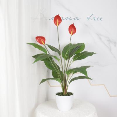 China Plastic Artificial Potted Flowers Tall Potted Plants Peace Lilies For Decor for sale