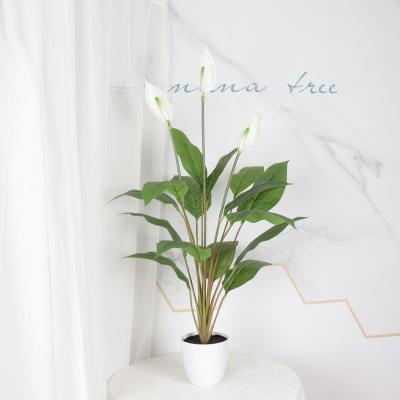 China Rustic Hot Selling Artificial Plants With Pots Artificial Peace Lily Flower For Home Wedding Office Restaurant Decoration for sale