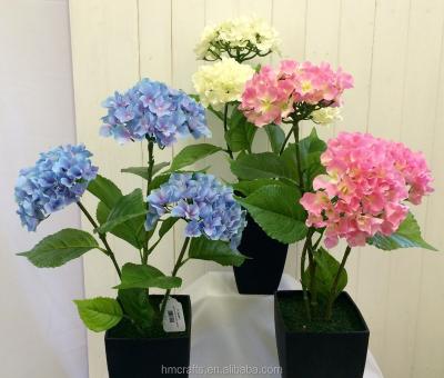 China Fabric All Festival 100cm Artificial Hydrangea Flower Bush Potted For Decoration for sale