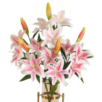 China Real Touch Artificial Latax Lily Flowers Artificial Natural White Handmade Touch Latax for sale