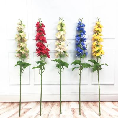 China High Quality Plastic Fabric Artificial Flowers One Stem Artificial Delphinium For Office Restaurant Home Wedding Decoration for sale