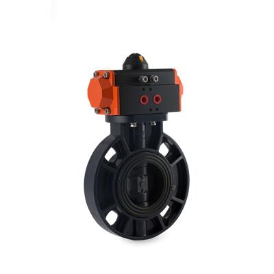 China UPVC Kepler PVC Pneumatic Actuator Control Water Diesel Oil Liquid Butterfly Valve for sale