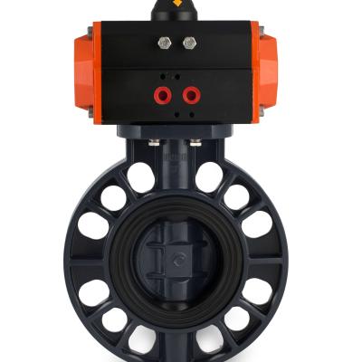 China UPVC Kepler Plastic Pneumatic Valve Wafer Type Butterfly Valve Flanged for sale