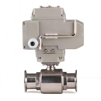 China General Kepler Clamp Food Grade Sanitary Stainless Steel On Off Type Electric Actuator Motorized Water Ball Valve for sale