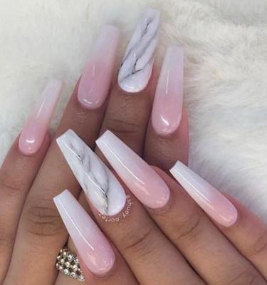 China Wholesale Fake Nails 24pcs Long Ombre Ballerina Fake Nail French Nude Color Press On Nails for sale