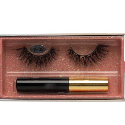 China V0810 10 years natural long eyelash seller wholeseller lashes magnet 5 magnetic eyelash with magnetic box for sale