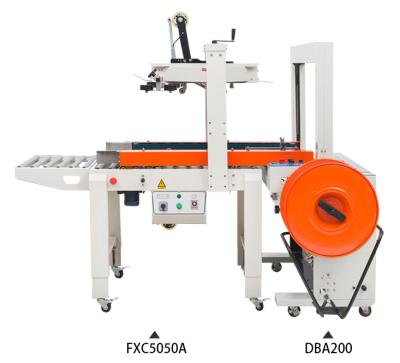 China FXC5050A Food Carton Sealer Side Belts Box Sealing Packaging Machine And Automatic Strapping Machine for sale