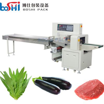 China Factory price vegetables pack machinery tray vegetables bag packing flow pillow lettuce fruit vegetables packing machine à venda