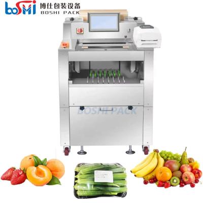 China Fully automatic food vegetable fruit meat cling film wrapping packing machine for sale