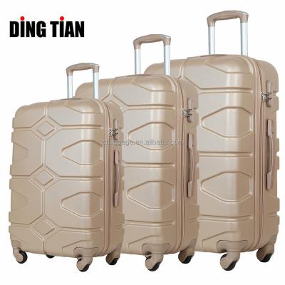 China Vacation Custom Luxury Cheap Hard Shell Trolley Hand Luggage Travel Carry On Metal ABS Suitcase Set Of 3 With Removable Wheels for sale