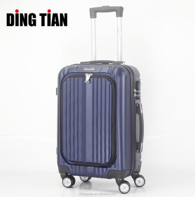 China Hardside Carry On Trolley Front Open Daily Luggage ABS Laptop Pocket Business Easy Access Suitcase for sale