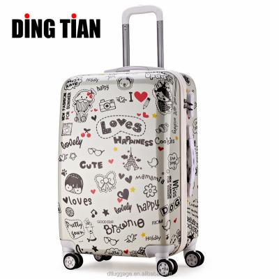 China Custom Daily Luggage Fashion Cartoon Printing Smart Suitcase ABS PC Trolley Luggage Bag Travel Luggage For Teenagers for sale