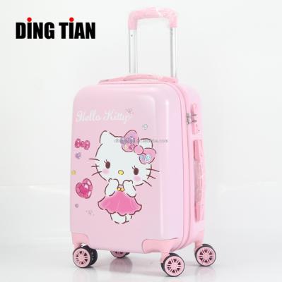 China Wholesale Vacation 3D Luggage Trolley Luggage Suitcase Airport Soft Rubber PC Travel Colorful Printing Custom Design Kids Children Girls for sale