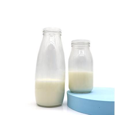 China 500ML Recyclable Empty Clear Glass Milk Bottle Yogurt Beverage Bottle Beverage Bottle for sale