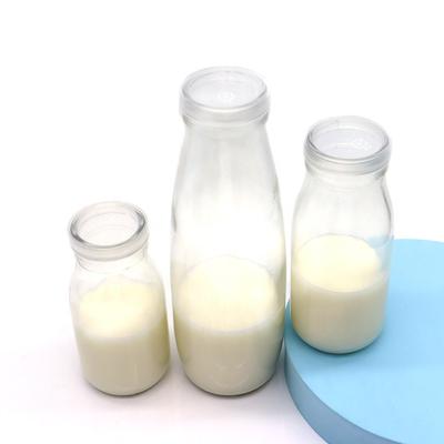 China 500ml Recyclable Glass Milk Bottle Clear Glass Container Juice Milk Syrup Bottle Empty for sale