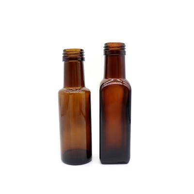 China 100ml Square Recyclable Olive Oil Marasca Glass Bottles With Screw Lid Oil Bottles For Soy Sauce Vinegar for sale