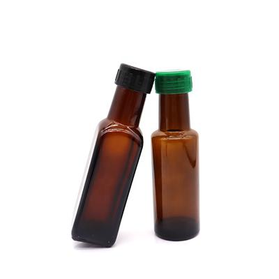 China 100ML Recyclable Amber Square Mini Olive Oil Bottle Round Glass Bottles For Olive Oil Vinegar for sale