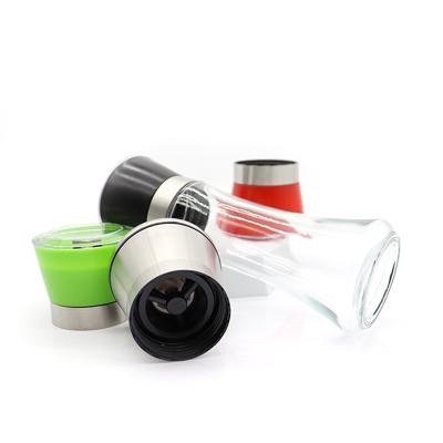 China High Quality Supplier Viable Wholesale Round White Pepper Grinding Bottle Spices Herb Glass Grinder for sale