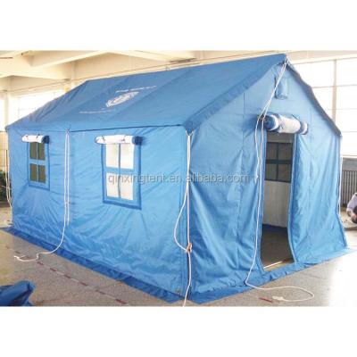 China Straight Tying Type 12m2 Customized Color Canvas Fabric Army Disaster Relief Tent Refugee Military Shelter Tent for sale