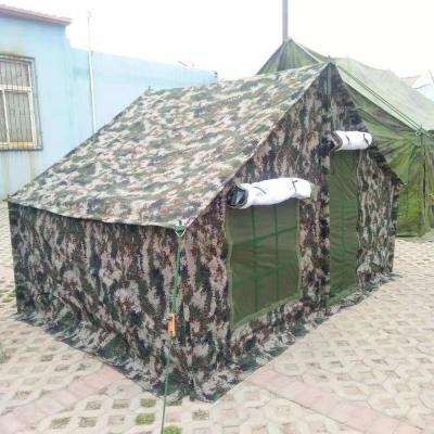 China Straight Tying Type 6m2 Area 5 People Relief Camping Shelter Army Waterproof Canvas Family Top Roof Military Canvas Tent for sale