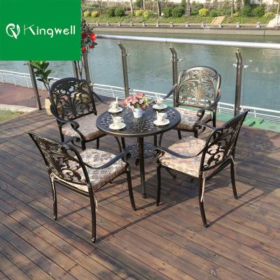 China Modern Cast Aluminum Garden Chairs And Chair Dining Furniture Outdoor Table Set for sale