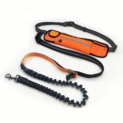 China Hot Selling Padded Multifunctional Adjustable Hands Dog Leash Free Restraint Belt With Bags For Jogging Running for sale