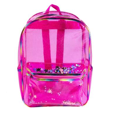 China Custom Wholesale Waterproof Backpack Clear Plastic Kids Transparent PVC School Bags For Girls for sale