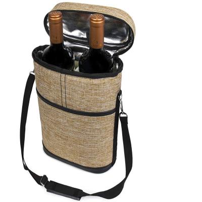 China 2 Bottle Insulated Wine Carrier Bag Tote Insulated Food Cooler Bag Picnic BOX Wine Cooler Bag for sale