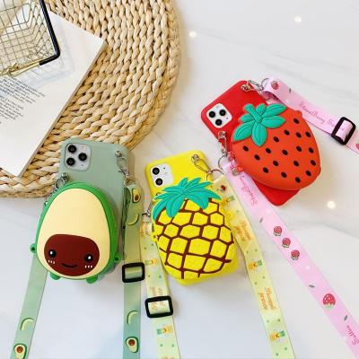 China Mini Cartoon Girl Women Silica Gel Silicone Rubber Wallet Pocket Case Cute Waterproof Soft Coin Purse With Cross-body Strap for sale