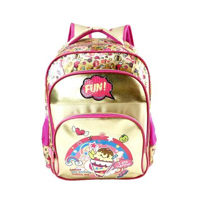 China 2020 High Quality Gold Leather Backpack Anti-theft Bag Fashion Student Kids School Bags For Girls Children With Fantasy Fabric for sale