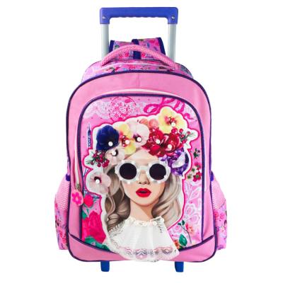 China Waterproof 3-6 Grades Travel Luggage Bag Kids Trolley Rolling School Bags With Wheels Kids Girls School for sale