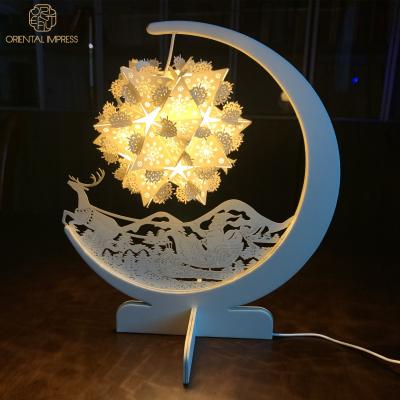 China 2021 China Novelty Christmas deer paper craft lamp decoration diy paper light for gift for sale