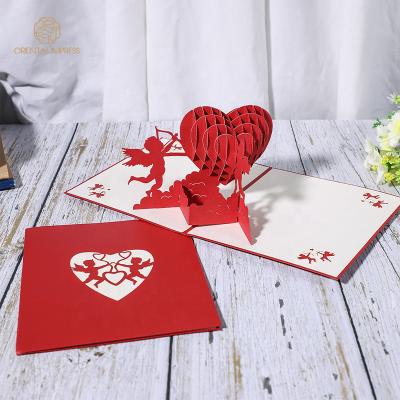 China Universal 2022 Pop Up Heart and Cupid Wedding Invitation Card Valentine's Day Cards for sale