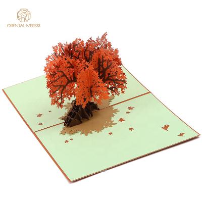 China Universal Pop Up Autumn Tree Fall Season Greeting Cards and Envelopes for sale