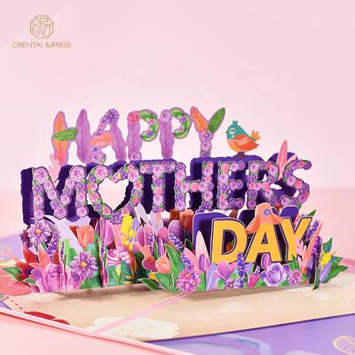 China Universal Design 2022 3D Floral Custom Mum Thank You Card Mother's Day Greeting Card for sale