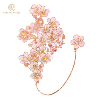 China 2021 New Arrival China Laser Engraving Metal Cherry Blossom Brass Bookmark In Enamel For Gift for sale