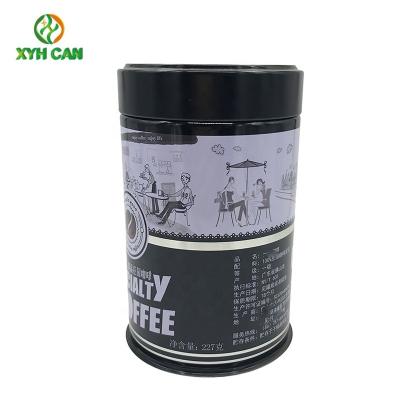 China 250 Grams Recyclable Classic Round Tin Metal Coffee Cans Screw Cap Cover for sale