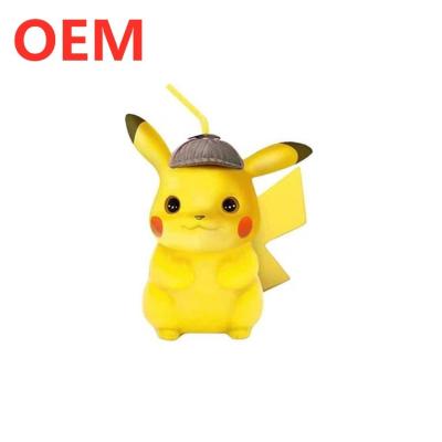 Cina Fabbricazione su misura Plastic Shape 3D Cartoon Pikachu Figure Straw cup in vendita