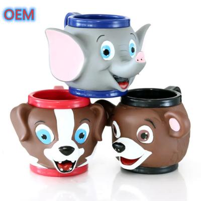 中国 カスタム 3D プラスチック 動漫 動物 アイスクリームカップ OEM デザイン 3D アニメカップ 販売のため