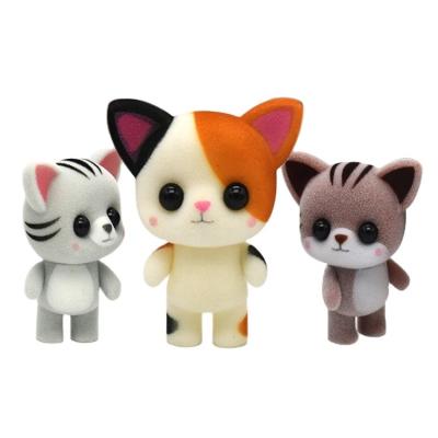 China Custom Flocking Plastic Animal Toy Cartoon Mini PVC Blind Box Flocked Figurines Te koop