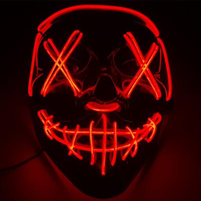 China Custom Halloween Mask LED Glowing Mask Black Words Halloween LED Masks Facepiece for sale