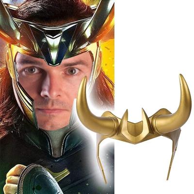 China Loki Cosplay PVC-Helm mit Hörnern Kopfbedeckung Kopfband Helm Maskenbild Erwachsene Halloween Party Kostüm Prop zu verkaufen