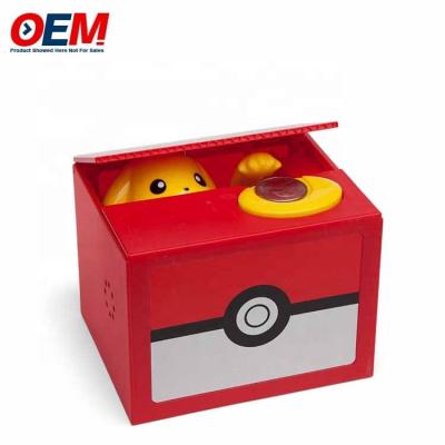 China Cartoons Plastic Coin Bank PVC Pika Met slot Sleutel Piggy Bank Plastic Te koop