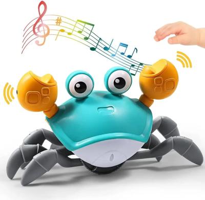 China Custom Walking Running Electronic Sensing Green Crawling Crab Baby Toy Music LED Light Up for sale