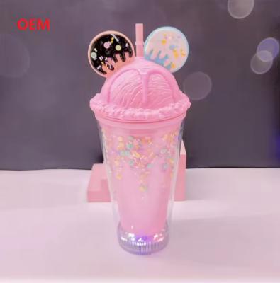 China Ice Cup Water Bottle  Children's Plastic Straw Cup for sale