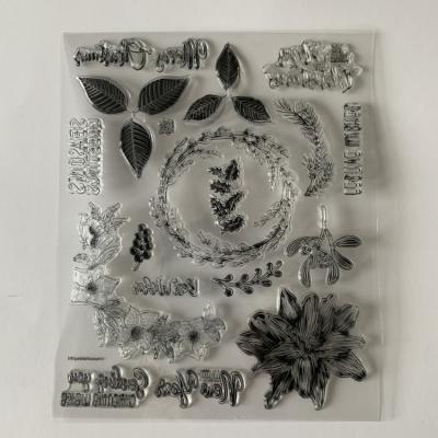 China Environmental Friendly High Quality Christmas Floral Clear Stamps Customized Eco Friendly Kids Clear Stamp Toy for sale