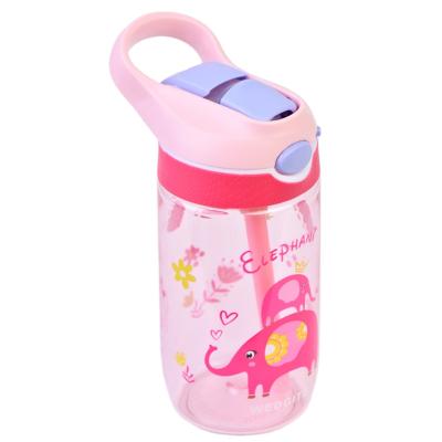 China Lovely Suction Plastic Motivational Space Cup BPA Free Wholesale Printing Portable Leakproof Kids Water Bottle for sale