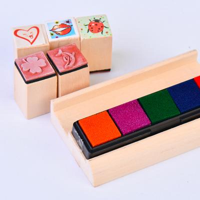 China Children's Toy Good Price Customized Personalized Decorative Patterns Scrapbook Wooden Logo Stamp Set for sale